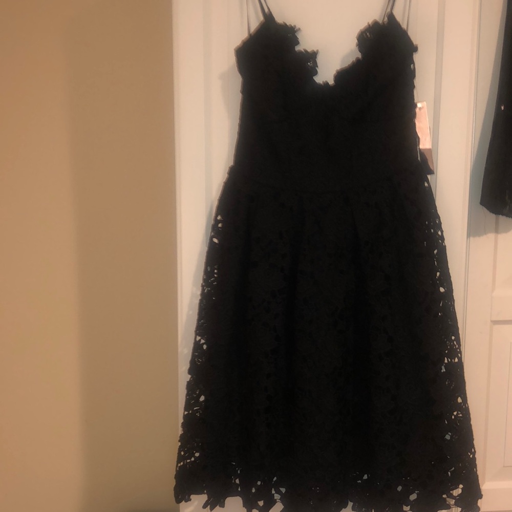 Aqua Short Black Lace Dress